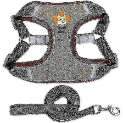 Ensemble harnais et laisse pour chien neuf, harnais réfléchissant et réglable pour chiot (taille, couleur : S-marron) (1/5)