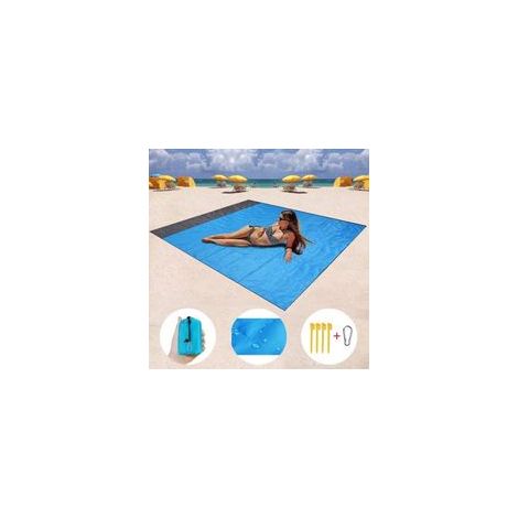 Tapis de Plage Couverture de Pique-Nique Imperméable 200 x 210 cm Anti Sable Pliable Portable pour Plage Pique-Nique Jard