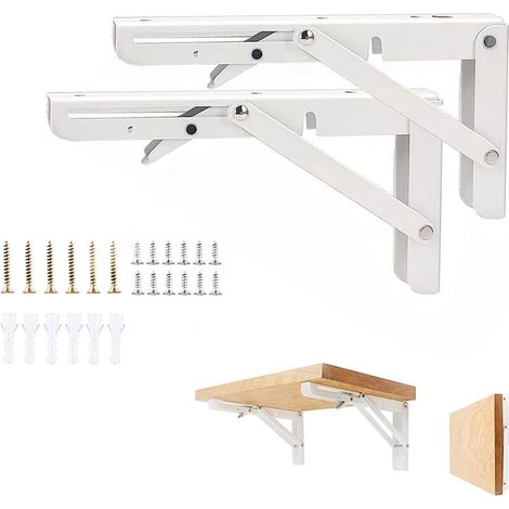 Set mit 2 robusten, einziehbaren Klapphalterungen für Werkbänke in der Garage, klappbare Regalträger, 300 mm (12 Zoll) Edelstahl, Wandmontage, maximale Traglast: 60 kg