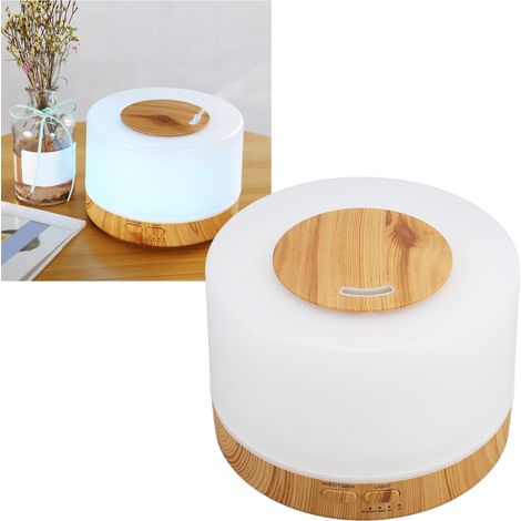 500-ml-Tischluftbefeuchter, Holzoptik, 7-farbige LED-Beleuchtung, 35 dB, Fernbedienung, Aroma-Diffusor, 100–240-V-EU-Stecker (1/5)
