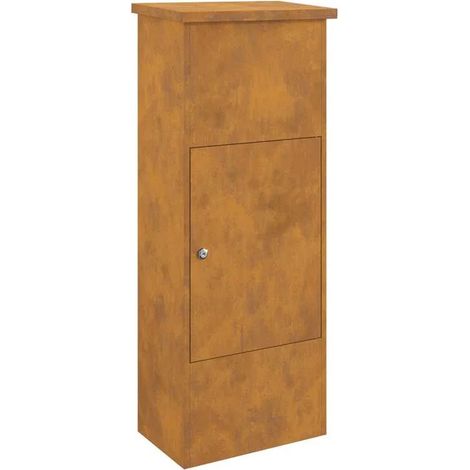 Boîte aux lettres à porte, rouillée, dimensions : 44,5 x 29 x 110,5 cm (1/5)