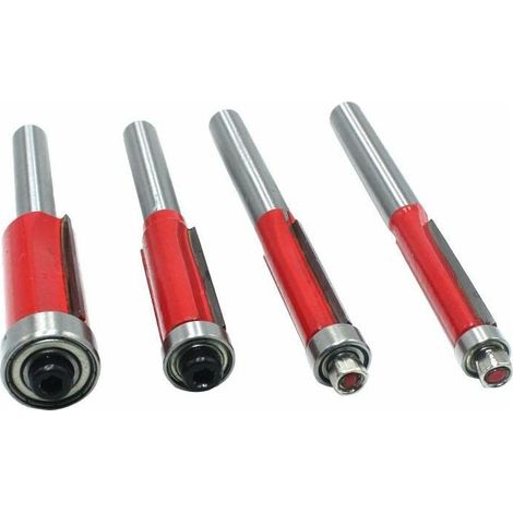 4 pièces de fraise à profil 1/4 outil de fraisage à bois bricolage avec fraise à roulement supérieur fraise à queue fraise à fraise à face 1/4 poignée fraise à roulement à bois ensemble de quatre (1/5)