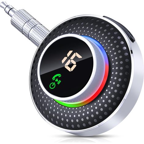Bluetooth-Autoadapter 5.3, Bluetooth-Empfänger 3,5-mm-AUX-Buchse [Vergrößerte Taste & LED-Anzeige], Bluetooth-Adapter für Autoradio/Heimstereoanlage, unterstützt Siri/Freisprechfunktion