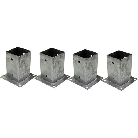 Winox – Support - Pied à fixer pour poteau 9x9 cm – Acier galvanisé à chaud – 4 trous de fixation Ø 10 mm – Pour clôtures légères