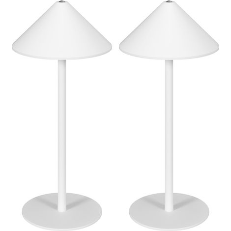 Lote de 2 lámparas de mesa LED táctiles USB A+C, 3 temperaturas de color, metal blanco (1/5)