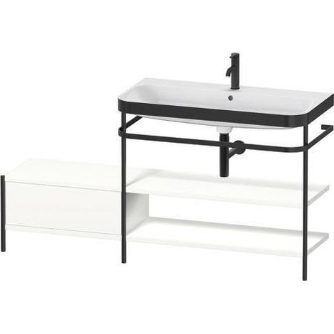 Ensemble lavabo HAPPY D.2 PLUS 1600x490mm sans trou de robinetterie, blanc brillant