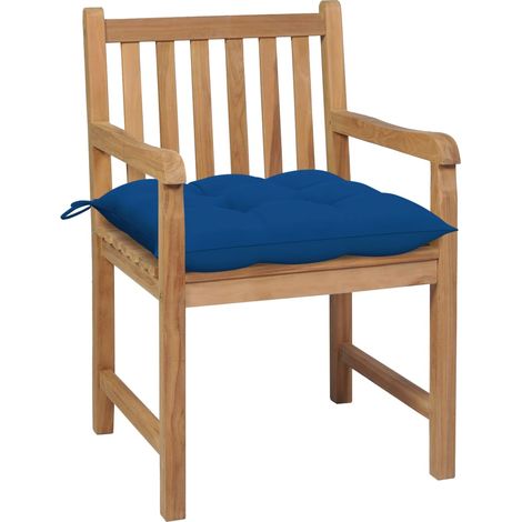 Maison Exclusive - Sedie da Giardino 2 pz con Cuscini Blu in Massello di Teak