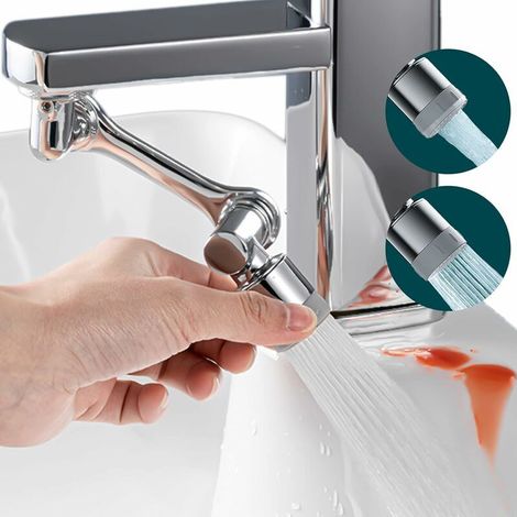 Extension Robinet Aérateur Pivotant 1080° de Filtre 2 Modes Réglable Tête de Robinet Embout Mousseur de Robinet en Alliage, pour 22mm 24mm Robinet de Cuisine et Salle de Bain DOPA (1/5)