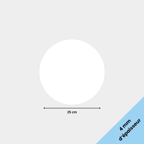 Rond verre acrylique blanc 4 mm - Diamètre 25 cm (250 mm) - Disque verre synthétique - Plaque PMMA XT - Plexiglass