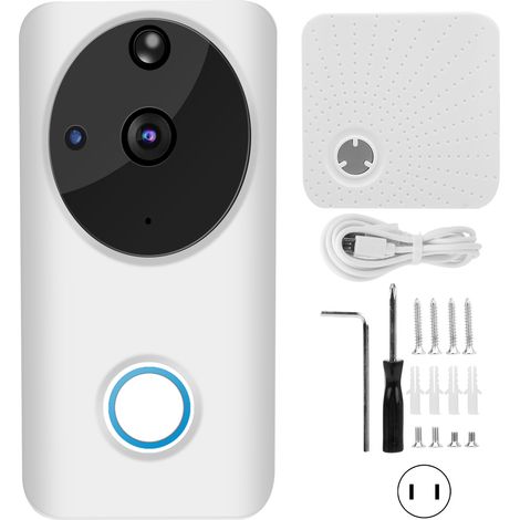 Sonnette vidéo WiFi 1080P Interphone de porte étanche Vision nocturne 85‑265V Prise US Compatible Tuya (1/5)