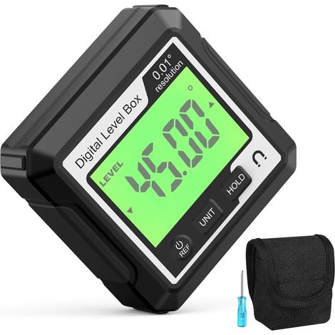 Medidor de ángulos digital magnético con pantalla LCD, herramienta portátil para medir ángulos, medidor de ángulos a batería para carpintería y construcción (pilas no incluidas) (1/4)