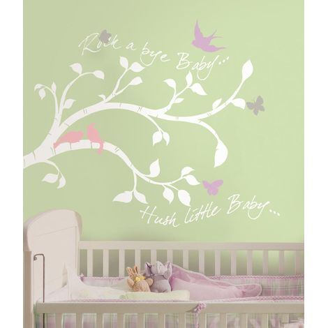 RoomMates stickers muraux - Branche avec oiseaux et papillons (1/4)