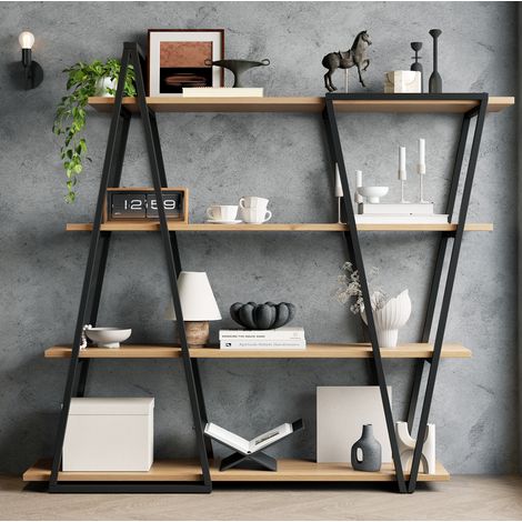 scaffale mobile 158x35x166 design geometrico metallo HAVRYA (1/5)
