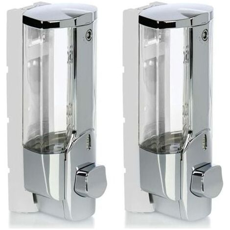 2x Distributeurs de savon muraux - Distributeurs de savon muraux rechargeables - Distributeurs de savon pour gel douche et shampoing (chrome) (1/4)