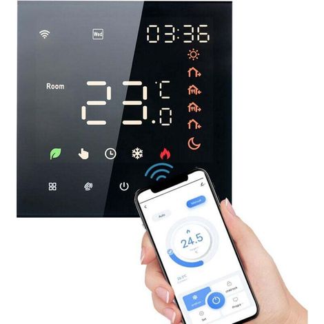 Thermostat WiFi intelligent, commande vocale, écran LCD programmable numérique 3A, écran tactile, thermostat de chauffage par le sol, thermostat mural de chauffage de l'eau (1/4)