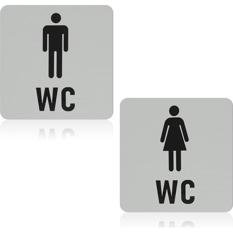 Lot de 2 plaques de toilette, plaque wc pour porte résistante aux rayures, facile à poser, idéale pour invités et espaces publics (1/5)