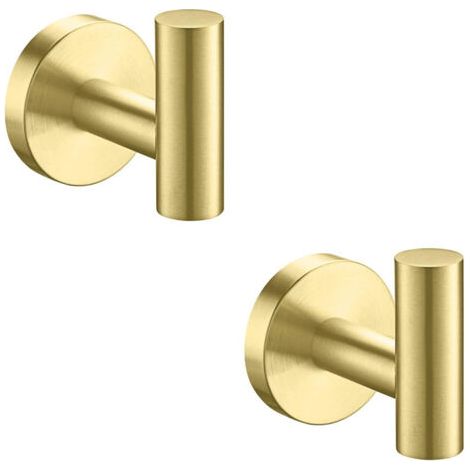 Set di 2 ganci adesivi da parete per asciugamani da bagno, in acciaio inox SUS304, porta asciugamani senza foratura per cucina, ganci autoadesivi per porte, colore oro. (1/5)