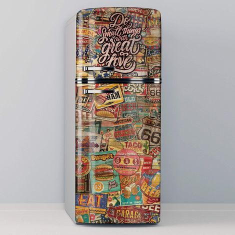 Vinilo Adhesivo Decorativo para Nevera, Especial Libre De Burbujas, Great Love (Vintage), 60x185cm (1/5)