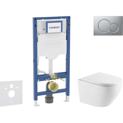 Geberit Duofix - Set Vorwandelement, WC Oudee mit Softclose-Sitz und Sigma01-Betätigungsplatte, chrom matt lackiert SANI11CA2110