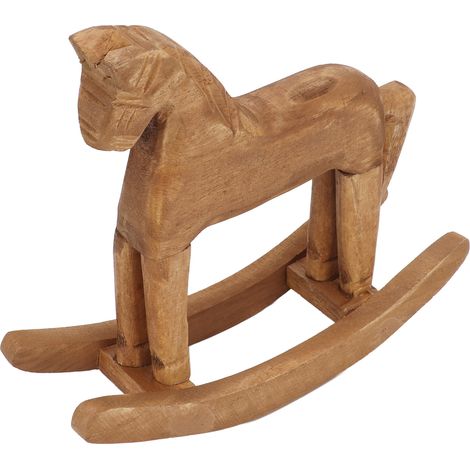 Cheval à bascule décoratif fait main, objet de décoration de bureau, pièce d'art en bois faite à la main, décoration de vitrine. (1/5)