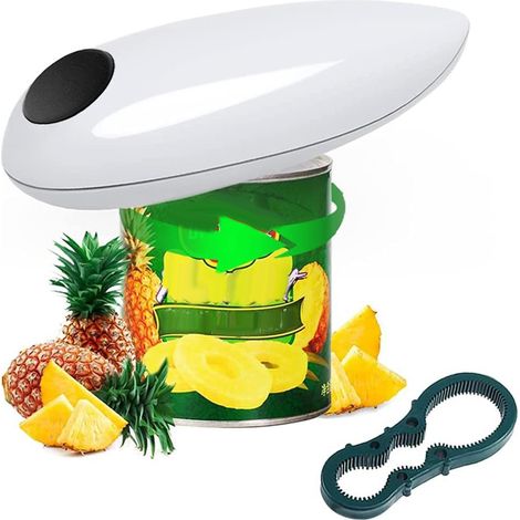 Ouvre-boîte électrique automatique pour restaurants, idéal pour les personnes âgées souffrant d'arthrite ou de faiblesse des mains. Ouvre-bouteille mains libres blanc. (1/4)