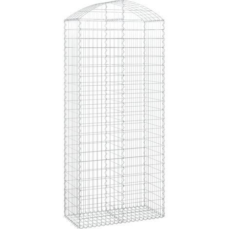 Gabbione cesto gabbia recinzione muro di contenimento ad arco 100 x 50 x 220/240 cm ferro zincato Argento 020039966