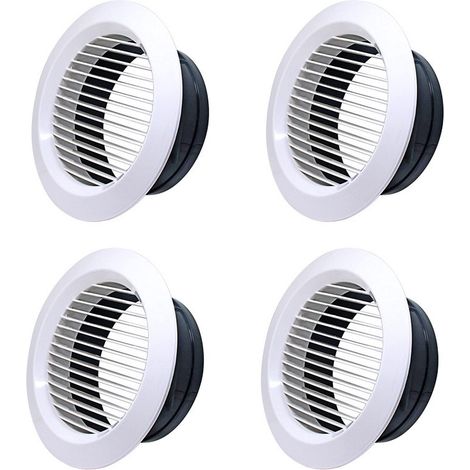 Juego de 4 rejillas de ventilación redondas de plástico - 75 mm - Para ventilación en hogares y locales comerciales, cocinas, baños y garajes. (1/5)