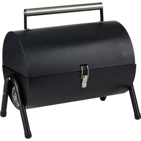 Charbon Grill - Mini Grill - Barbecue de table portable avec plaque de barbecue - Grill au charbon pour jardin et camping - BBQ compact et léger - Noir
