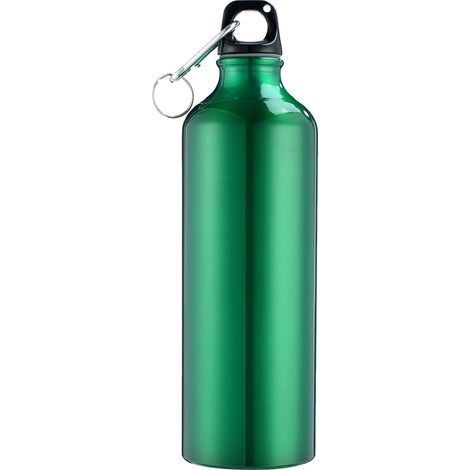 750-ml-Wasserflasche mit Karabinerhaken, tragbare Aluminiumflasche, wiederverwendbarer, auslaufsicherer Krug für Wandern, Reisen, Outdoor-Sport, Fitnessstudio und Fitness. (1/5)