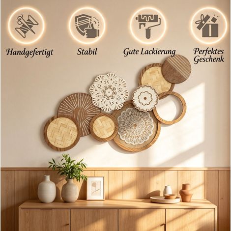 Decorazione murale 83,8 x 4,4 x 44,5 cm in MDF e legno naturale, preassemblata – MEUBLIV (1/5)