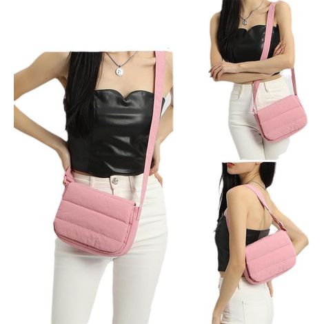 Sac bandoulière matelassé en nylon pour femme Cabas léger avec ajustable, à main décontracté (1/5)