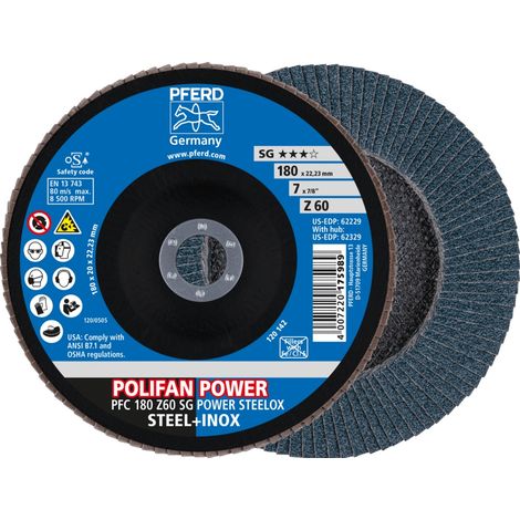 PFERD POLIFAN POWER Fächerscheibe PFC 180x22,23 mm konisch Z60 SG STEELOX Stahl/Edelstahl (1/5)