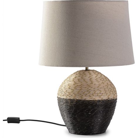 Lámpara de mesa Oyuki de ratán natural, diámetro 40,5 cm
