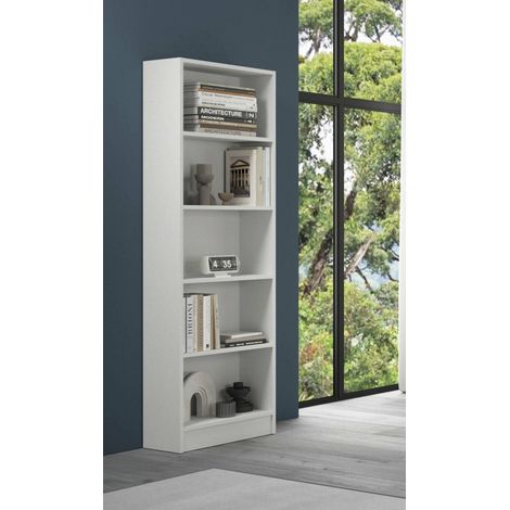 Libreria Giordana, Biblioteca 4 Ripiani, Struttura Verticale Made in Italy, 57x25x186h cm Bianco (1/3)