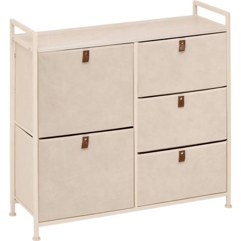 Meuble de Rangement 5 Tiroirs "Tissa" 83cm Beige
