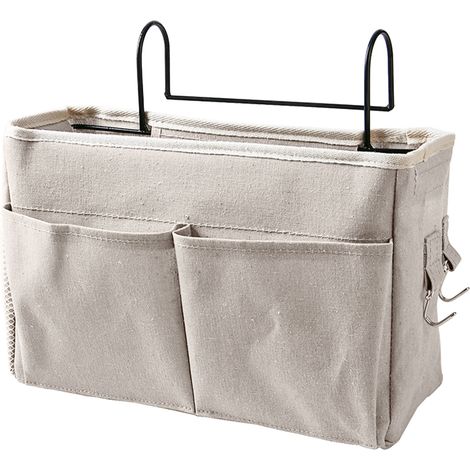 Chevet suspendu en coton et lin, organisateur de rangement à poches, panier de lit superposé, chambre dortoir blanc (1/5)