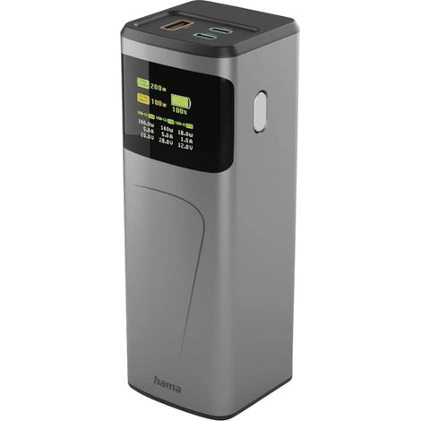 Hama High Power Powerbank 24000 mAh USB PD 3.0 Li-Ion USB-C®, USB-A Grau Statusanzeige