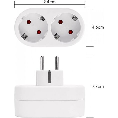 Prises électriques, multiprise murale 2 en 1 avec protection contre les surtensions, 16a, blanc (1/3)