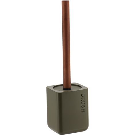Scopino inciso in poliresina con gambo in legno d'acacia - verde oliva - Tendance (1/4)