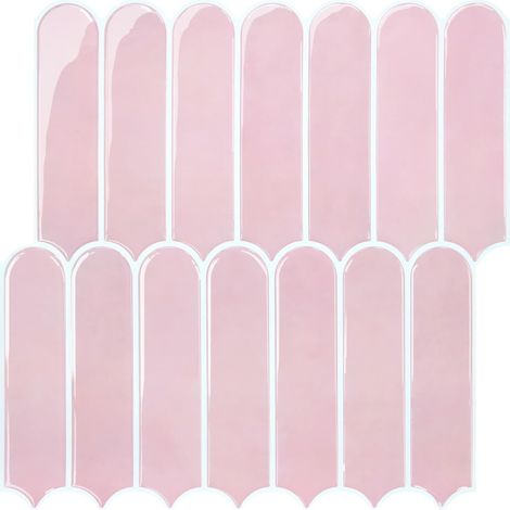 Plus épais Credence Adhésif pour Salle de Bain, 10 Pièces, Rose Carrelage Adhesif Mural, Carrelage Autocollant Métro, imperméable, 30,5x30,5cm (1/5)