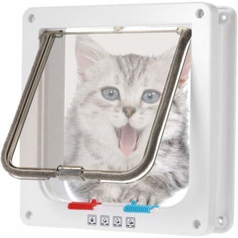 Microchip cat flap, brown, cat flap with screw kits for cats and small dogs, white, medium (1/5)