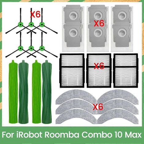 Brosse principale, filtre HEPA, lingette et sac à poussière pour iRobot Roomba Combo 10 Max - Pièces détachées et accessoires de nettoyage performants (1/5)