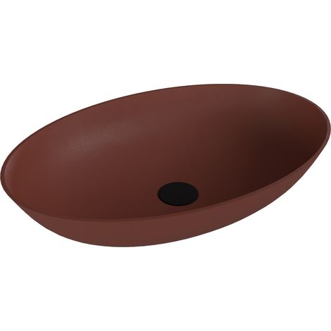 Vasque à poser BANERA OVAL, marbre coulé, 60x40cm, marron mat (1/4)