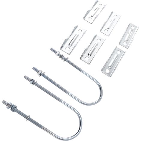 Double collier de mât pour antenne extérieure en fer bloc à mâchoire en V avec étriers en U support fixation entre mâts lot 20 accessoires (1/5)