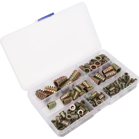 WJ-30011 100 écrous hexagonaux à filetage insérés pour fixations de meubles en bois M4/M5/M6/M8/M10 (1/5)