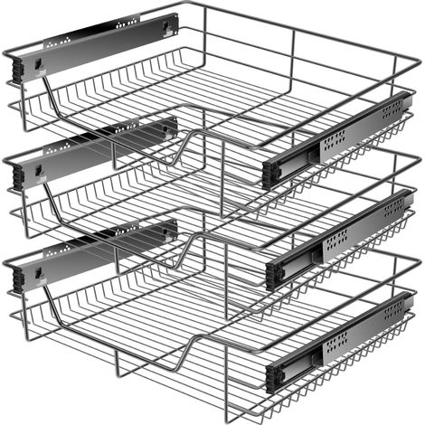 KESSER® Tiroir télescopique, acier inoxydable chromé - 3x 60 cm, anthracite