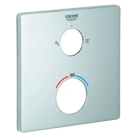 GROHE Rosace 49078, pour façades de mitigeur thermostatique, carrée, matt black, 490782430