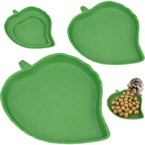 Mangeoire pour reptiles et tortues - Bol en forme de feuille avec bec verseur - Lot de 2 pièces - Accessoires pour terrariums de lézards et hamsters
