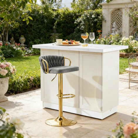 Chaise de café, tabouret de table avec coussin moelleux, siège confortable, tabouret de bar élégant, chaise de cuisine (un seul tabouret de bar est inclus) (1/5)