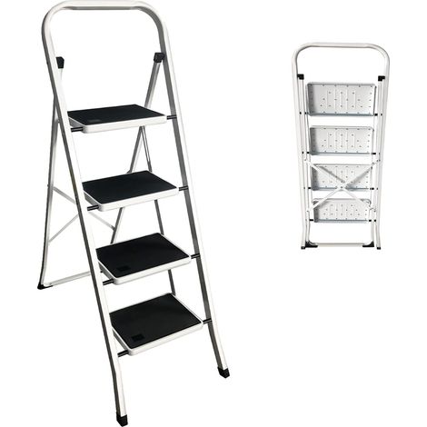 Heavy Duty 4 Step Ladder, Folding Potable Lightweight Step Ladder Tread Ladder with Anti-Slip Mat, 150kg Capacity (1/5)